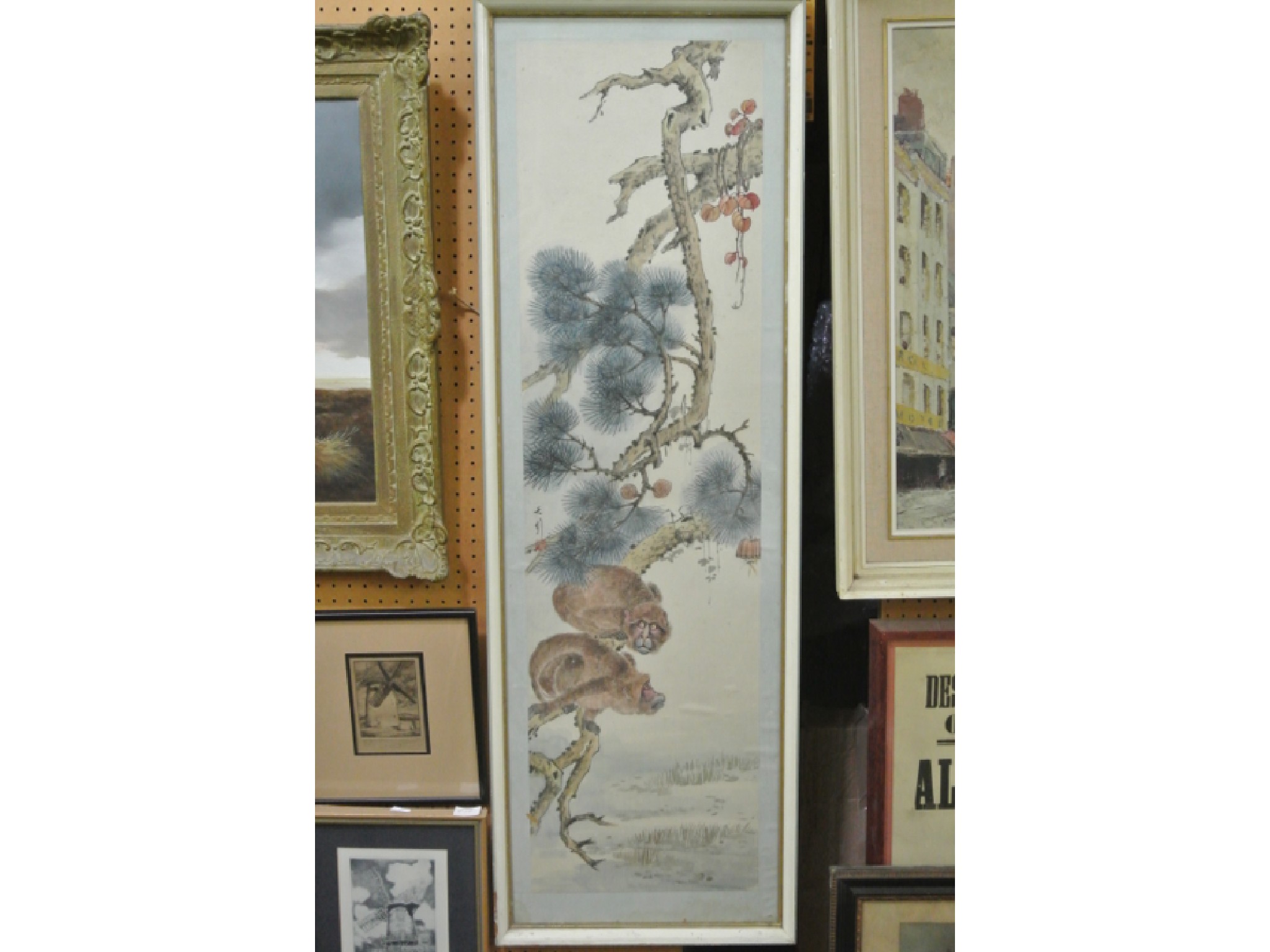 Appraisal: An oriental watercolour on silk panel showing a pair of