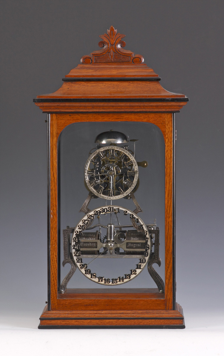 Appraisal: Fine Ithaca Box Skeleton Clock Walnut case with ebonized trim