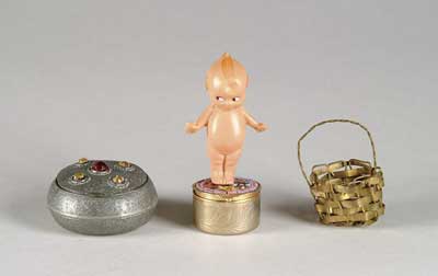 Appraisal: LOT OF DOLL ACCESSORIES Includes stereoviewer miniature jeweled containers small