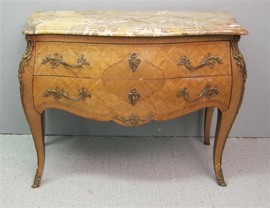 Appraisal: th century French kingwood and parquetry inlaid bombe commode with