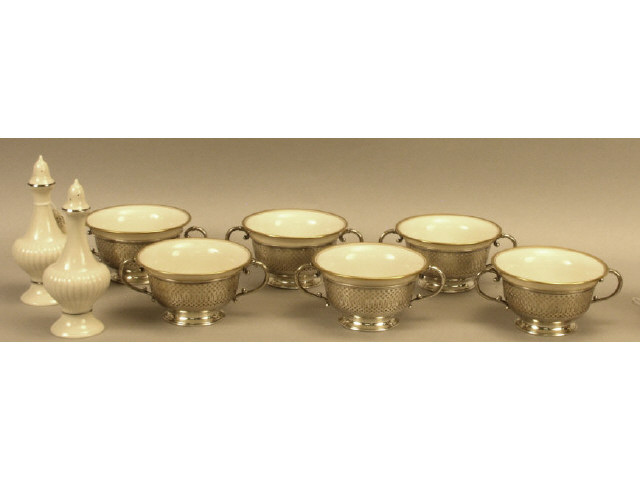 Appraisal: Collection of Lenox marked bullion cups in pierced sterling silver