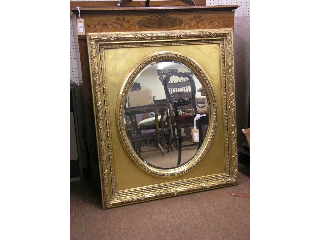 Appraisal: A period style gilt mirror moulded rectangular frame with inset