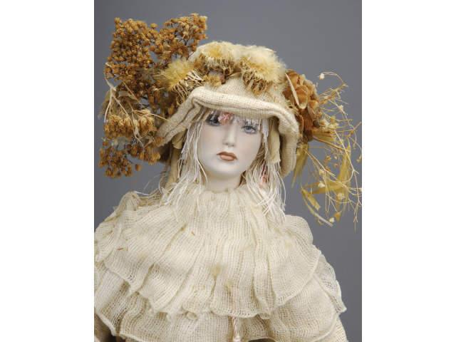 Appraisal: Contemporary Artist Bramble Scarecrow Lady Doll Unsigned pale bisque shoulder