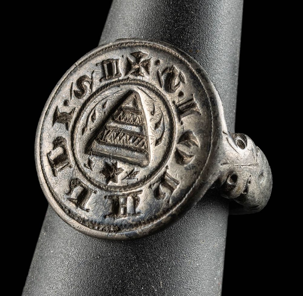 Appraisal: Early European Silver Stamp Ring w Christian Motifs Europe Medieval