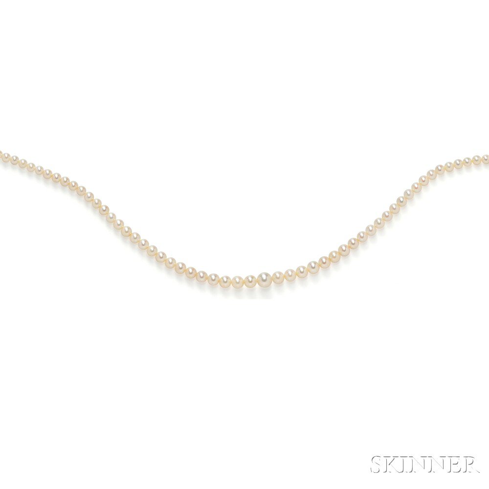 Appraisal: Cultured Pearl Necklace Mikimoto composed of ninety-eight white pearls with