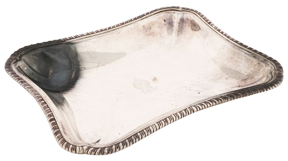 Appraisal: A GEORGE III SILVER TRAY WORKMASTER BENJAMIN LAVER LONDON A