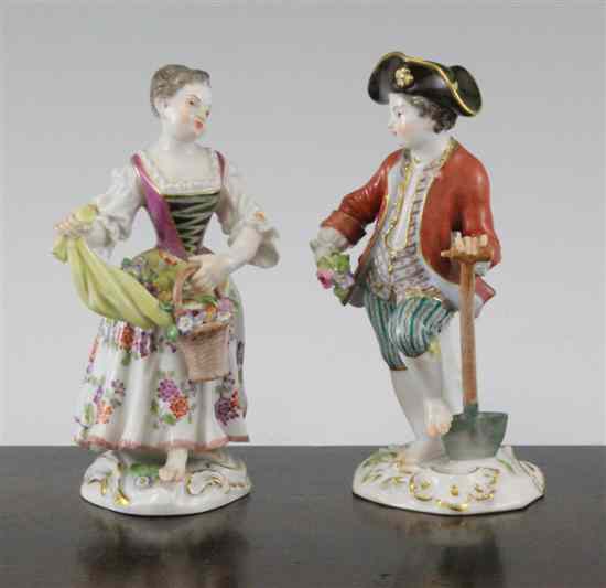 Appraisal: Two Meissen porcelain figures c - the first depicting a