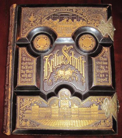 Appraisal: German leather and board bound bible th century