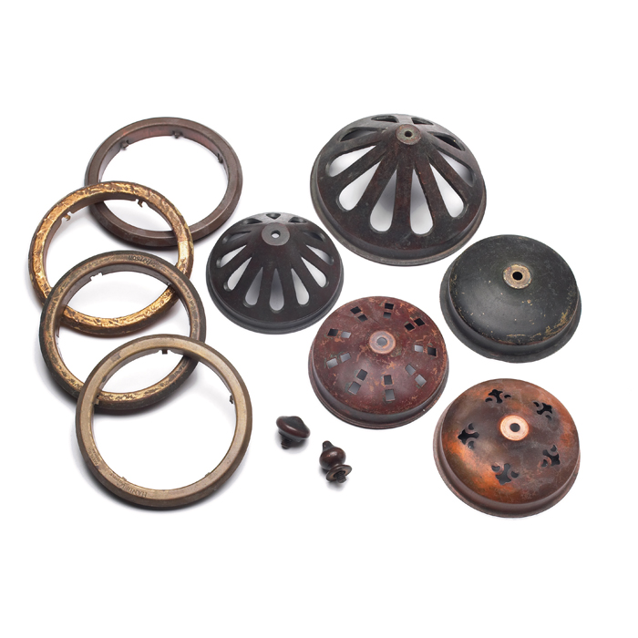 Appraisal: Handel heat caps and finials various styles in bronzed metal