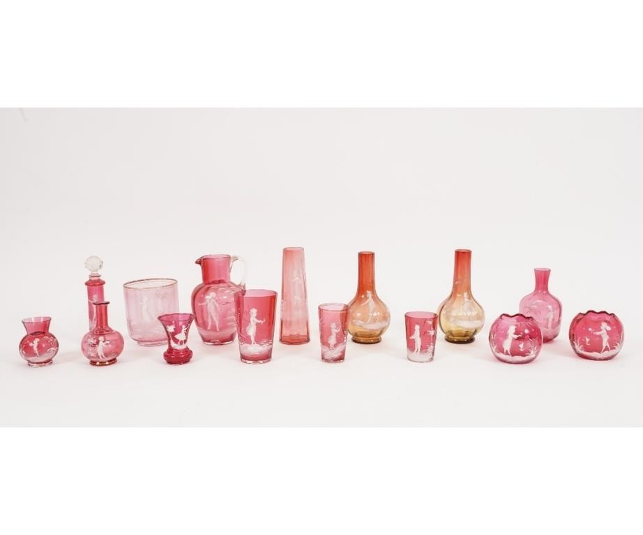 Appraisal: Fifteen pieces of Mary Gregory glassware to include a pitcher