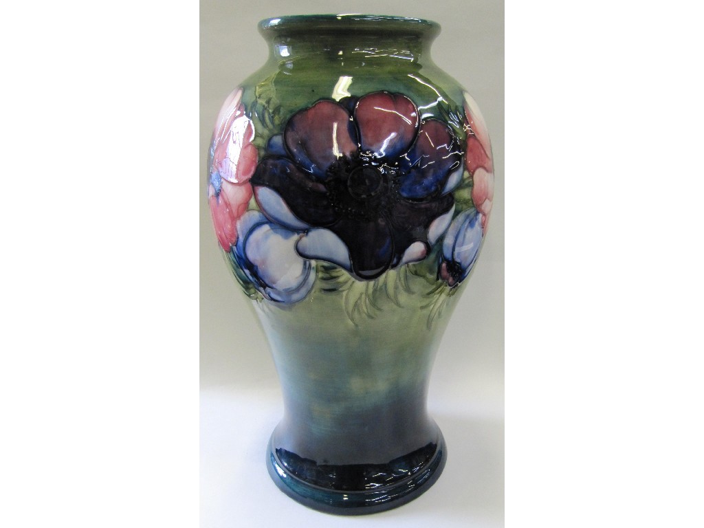 Appraisal: Large Moorcroft 'Anemone' pattern vase on green ground impressed and