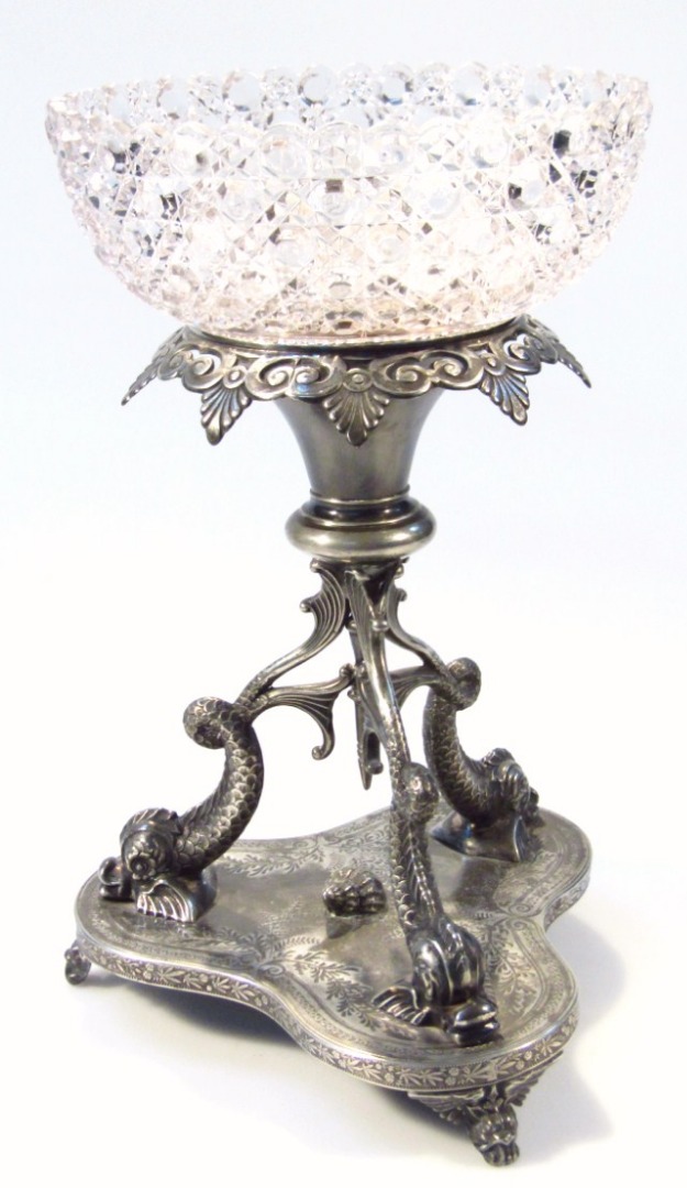 Appraisal: A late Victorian silver plated and cut glass centrepiece by