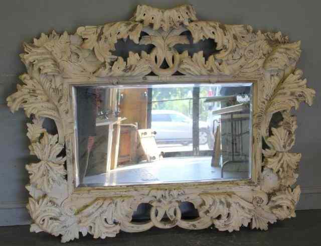 Appraisal: Ornate Distressed Wood Framed Mirror From a Manhattan NY location