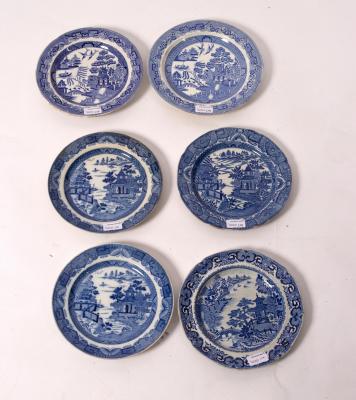 Appraisal: A pair of Staffordshire blue and white willow pattern plates