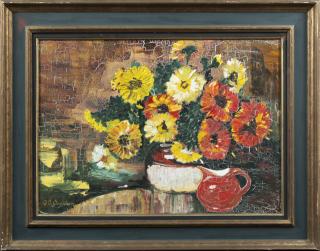 Appraisal: J J Verdier Still Life of Flowers on a Table