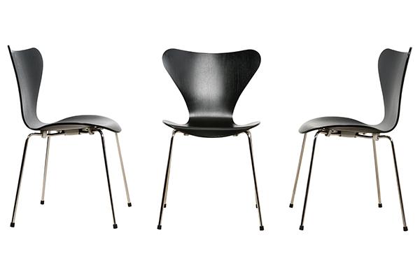 Appraisal: SIX SERIES SEVEN CHAIRS BY FRITZ HANSEN black on chrome