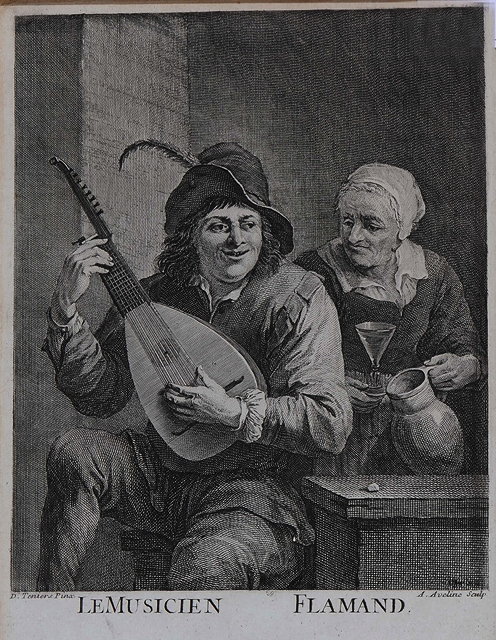 Appraisal: FRANCOIS AVELINE AFTER DAVID TENIERS'Le Musicien Flamande' engraving x cm