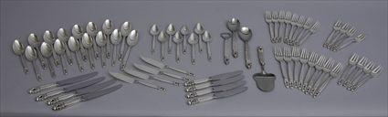 Appraisal: GEORG JENSEN SILVER -PIECE PART FLATWARE SERVICE IN THE ACORN