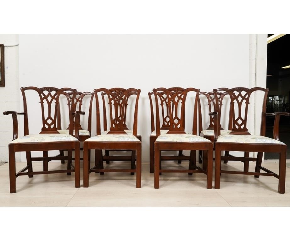 Appraisal: Set of eight Chippendale style mahogany dining room chairs each