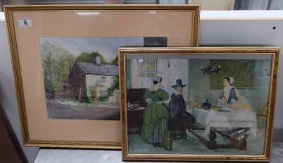 Appraisal: Watercolour painting Ravensdale cottages by J E Stanier and P