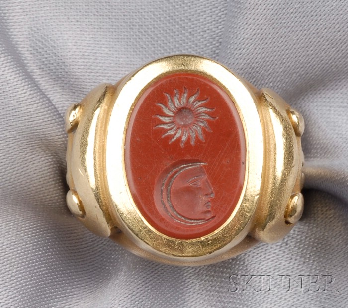 Appraisal: kt Gold and Hardstone Intaglio Ring Kieselstein-Cord the oval tablet