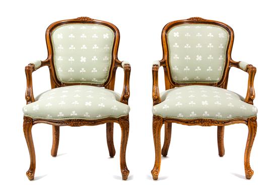 Appraisal: Sale Lot A Pair of Louis XV Style Walnut Fauteuils