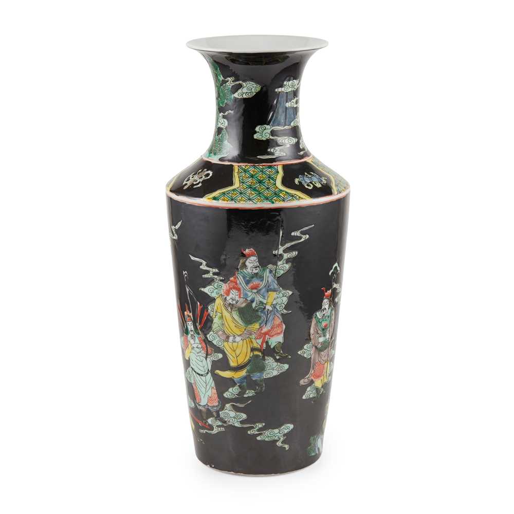 Appraisal: FAMILLE NOIRE 'IMMORTALS' VASE KANGXI MARK BUT TH CENTURY the