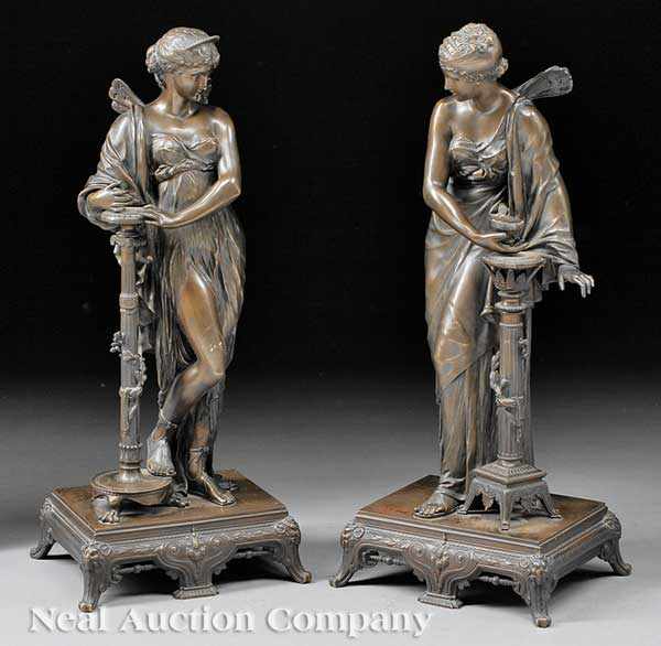 Appraisal: A Fine Pair of French Patinated Figural Bronzes late th