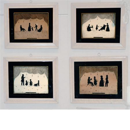 Appraisal: Set of Four Silhouette Paintings Estimate -