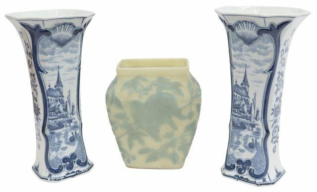 Appraisal: lot of Vases including Delft porcelain vases Mosa Maastricht beaker