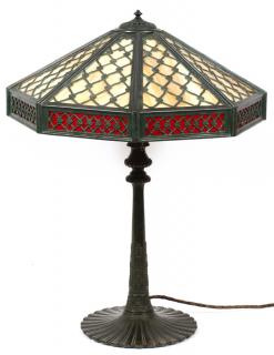 Appraisal: WILKINSON OVERLAY SLAG GLASS TABLE LAMP C H DIA Octagonal