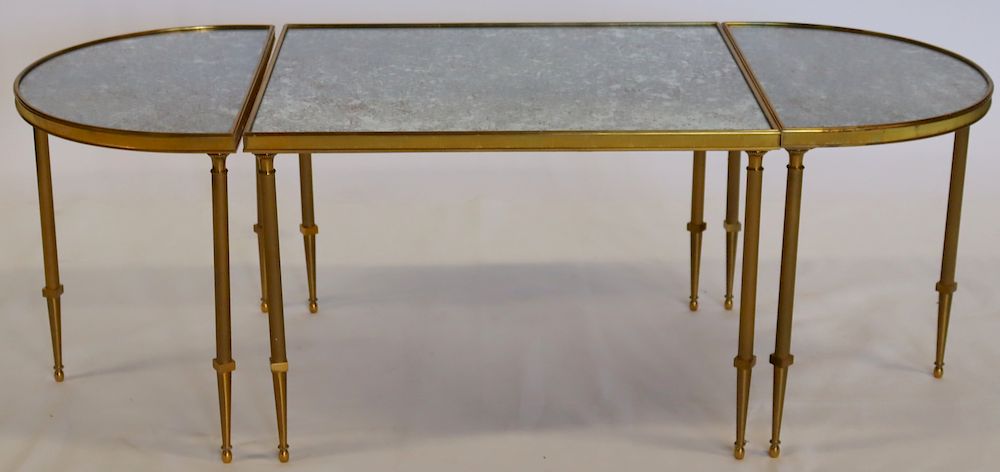 Appraisal: Antique Tri-Part Gilt Mirrored Coffee Table Gilt metal and mirrored