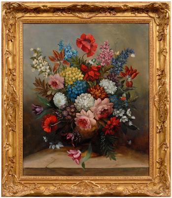 Appraisal: Jacob Van Doust painting still life with vase of flowers