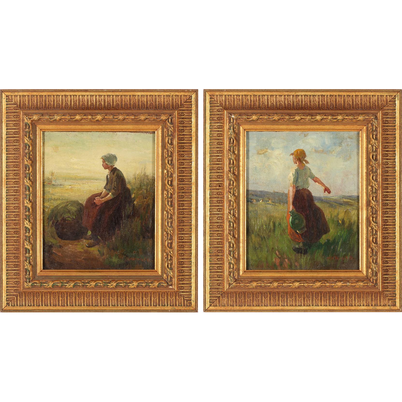 Appraisal: B Marovics Hungarian circa Pair of Paintings each an oil