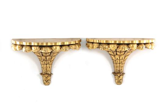 Appraisal: Pair Neoclassical style gilt brackets H W D pcs Provenance