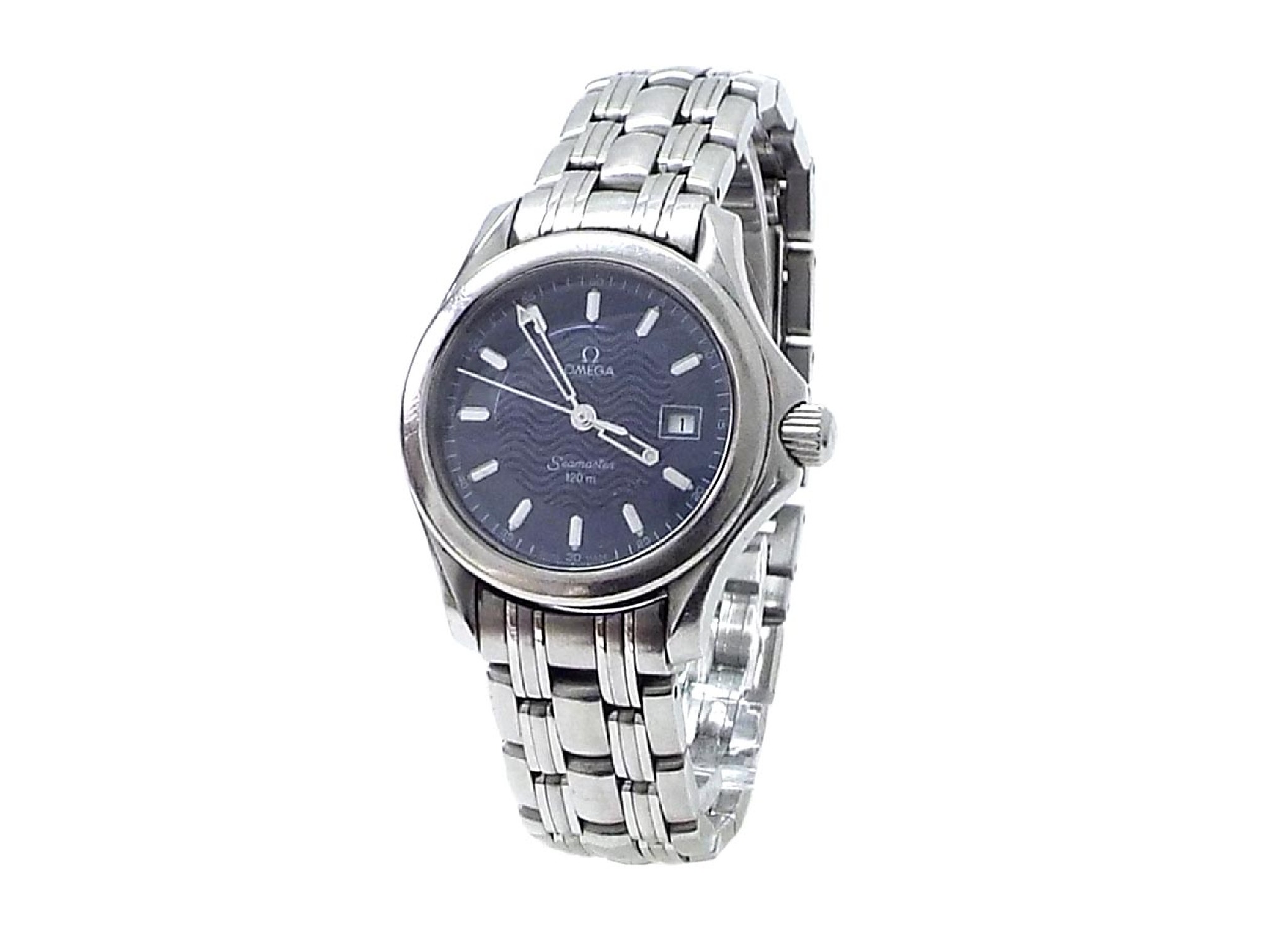 Appraisal: Omega Seamaster m stainless steel lady's bracelet watch blue metallic