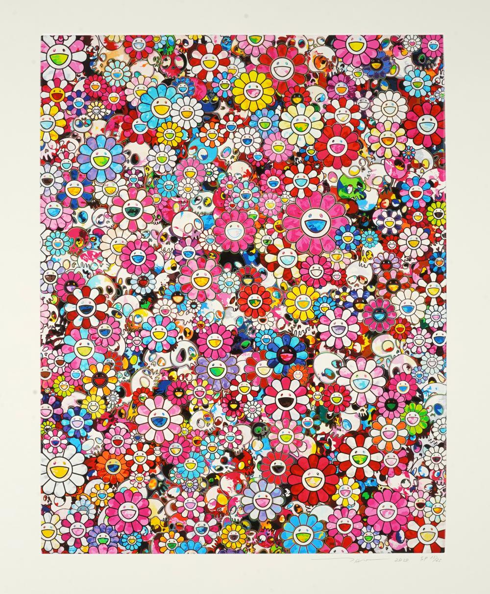 Appraisal: TAKASHI MURAKAMI B FLOWERS WITH SKULLS offset lithograph in colors