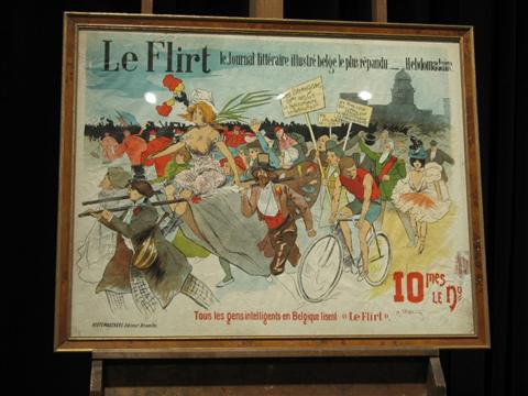 Appraisal: BELGIAN LE FLIRT Print x in sight Framed signed lower