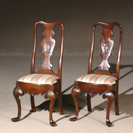 Appraisal: Pair of Anglo-Dutch Rococo Style Walnut Side Chairs th Century