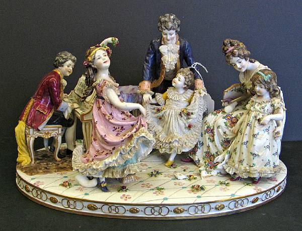 Appraisal: A Rudolstadt Volkstedt porcelain group of a family at leisure