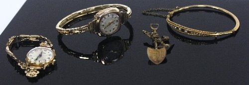 Appraisal: An k gold cased wristwatch the circular dial with Arabic