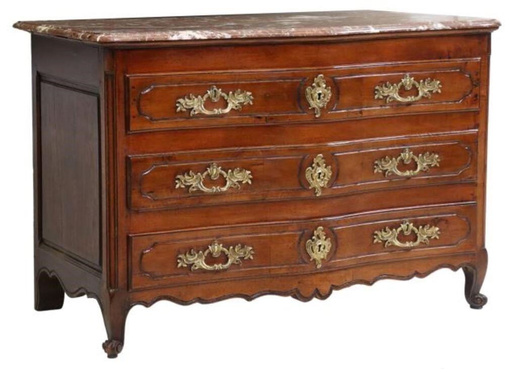 Appraisal: French Louis XV style mahogany commode late th c shaped