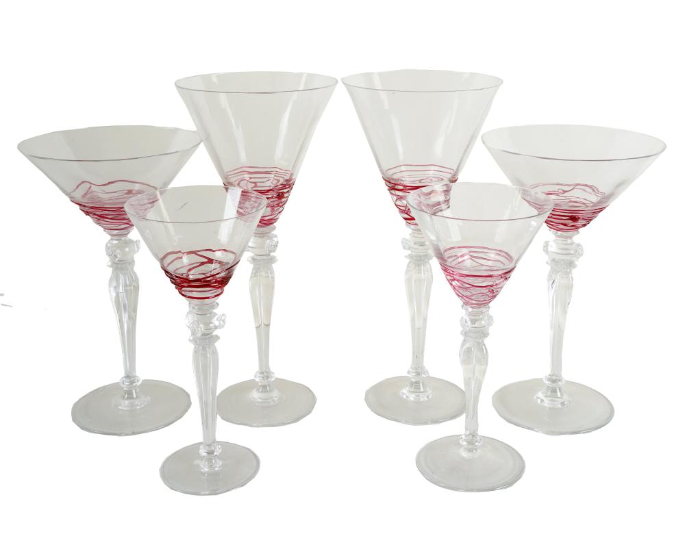 Appraisal: VENETIAN GLASS STEMWARE SERVICEunsigned comprising fourteen each clear with spun