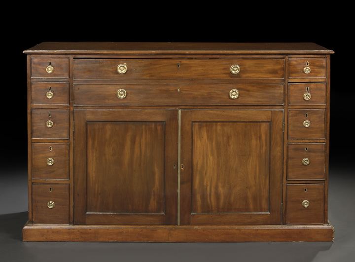 Appraisal: George III Mahogany Butler's Cabinet ca the rectangular top with