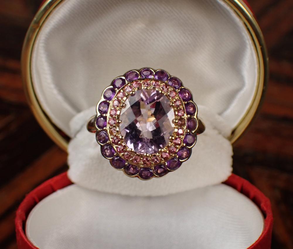 Appraisal: AMETHYST TOURMALINE AND YELLOW GOLD RING The k yellow gold