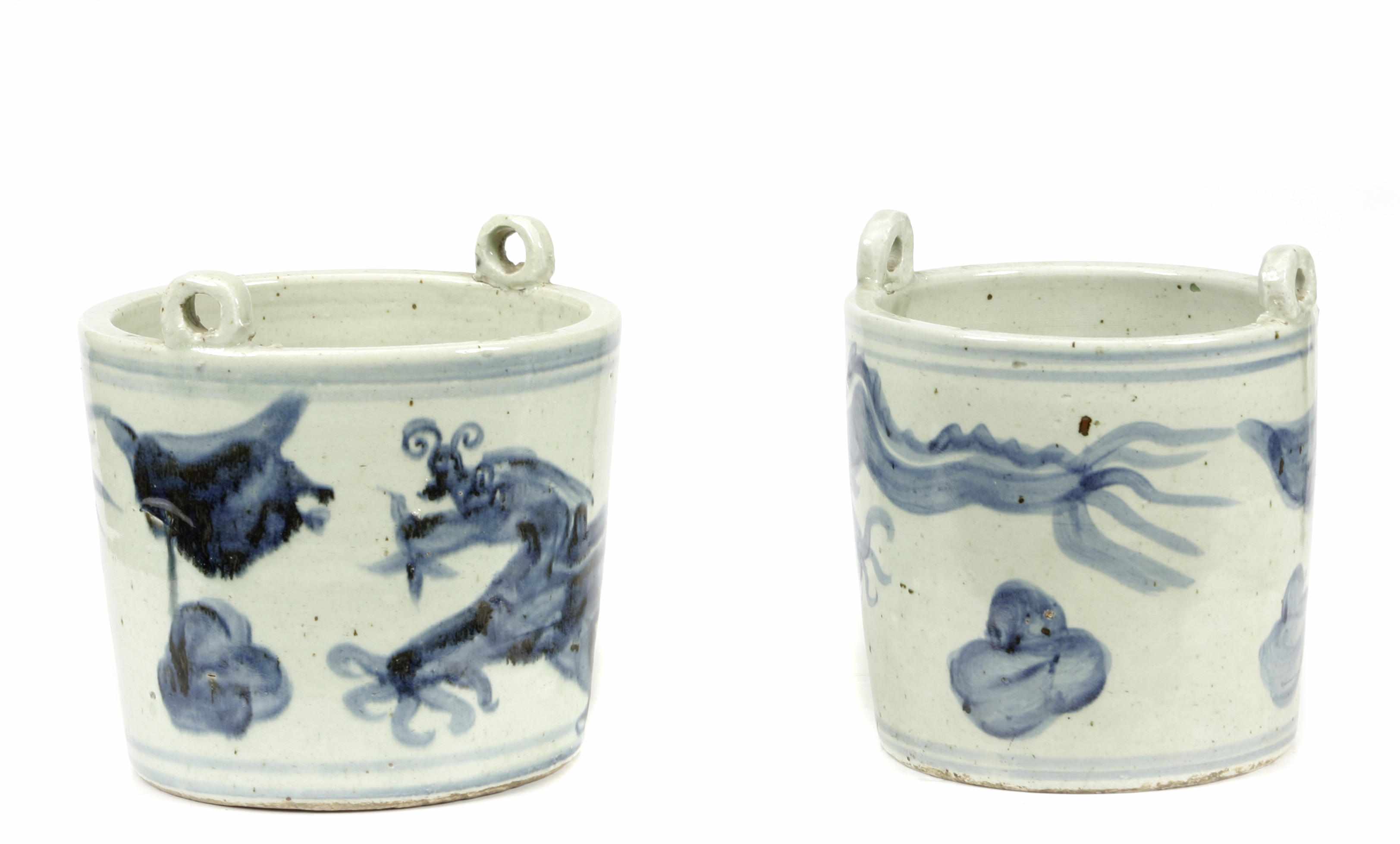 Appraisal: A pair of Chinese blue and white porcelain buckets height