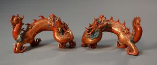 Appraisal: Pair of Japanese th C Kutani dragons proper pair with