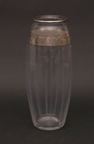 Appraisal: Silver Overlay Glass Vase Silver overlay glass vase has a