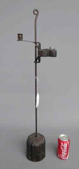 Appraisal: Tall blacksmith made lighting device '' Ht