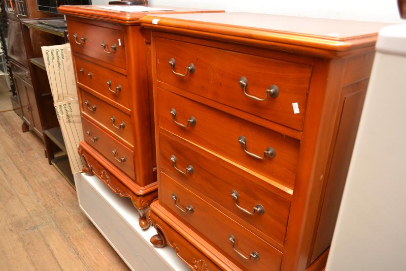 Appraisal: A PAIR OF ANTIQUE STYLE FOUR DRAWER BEDSIDES A PAIR